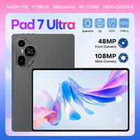 Tablet Pad 7 Ultra para Pedidos al por Mayor, 11 Pulgadas, 16GB, 1TB, 108MP, Batería de 8000mAh de Larga Duración, 5G, Venta al por Mayor, CE, Personalizado, Sudamérica, OEM, para Estudiantes y Dibujo