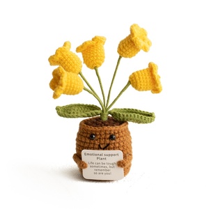 Planta Artificial de Lirio y Tulipán Tejida a <span class=keywords><strong>Crochet</strong></span> con Energía Positiva, Decoración de Escritorio, Muñeca de Mano con Tarjeta - Product Image 5