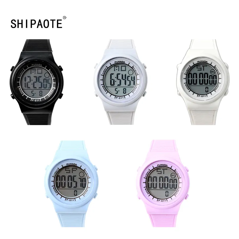 Shibaote 511 Macaron seri warna tembus cahaya tren mode cocok untuk olahraga dan pakaian sehari-hari jam tangan anak-anak