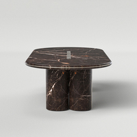 Table à manger en marbre naturel massif Kumusi Furniture Dark_Emperado Brown Marble