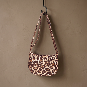 Bolso de Hombro Tipo Media Luna con Estampado de Leopardo Acolchado para Mujer, Bolso Cruzado Informal para Uso Diario, Tela de Algodón, Forro de Algodón Orgánico, Correa Única - Product Image 6