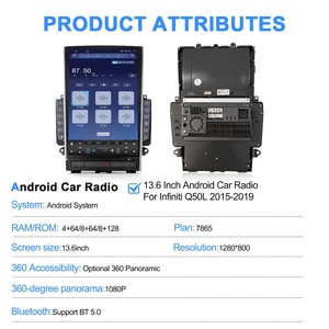 Navihua Écran tactile Android 13,6 pouces pour Infiniti Q50 Q50L 2015-2019 Radio Carplay GPS Navigation Multimédia Autoradio - Product Image 5