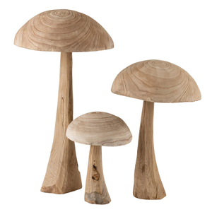 Décoration en bois en forme de champignon, champignons en bois sculptés, bois naturel, décoration en forme de champignon Danda, esthétique de forêt charmante - Product Image 1