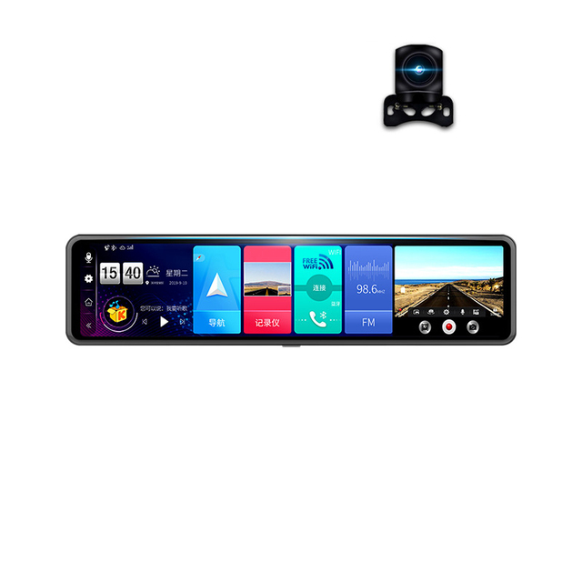 Four Lens12 Inch Mirror Car Dash Cam 4K 1080P 4G Rearview Mirror 360 Ai Car Dashcam 4 Channel with Android Voice Control ADAS