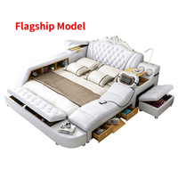 Ensemble de lit complet avec matelas en latex de cocotier, rangement intégré, style européen, taille King Queen, pour hôtel et maison