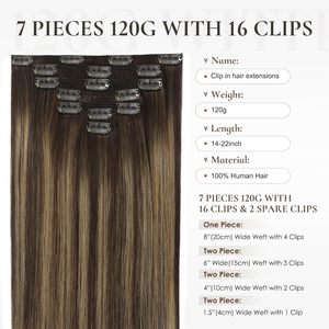 Lanrui Hair 14 pulgadas 120G Real chino Remy recto grueso máquina doble trama <span class=keywords><strong>Balayage</strong></span> Clip-In extensiones de cabello 9PCS cabello humano - Product Image 2