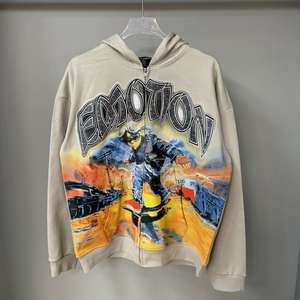 Sudadera con Capucha de Alta Calidad 100% Algodón con Estampado de Grafiti Colorido de Emociones Mixtas y Logotipo de Letras Brillantes para Hombre - Product Image 1