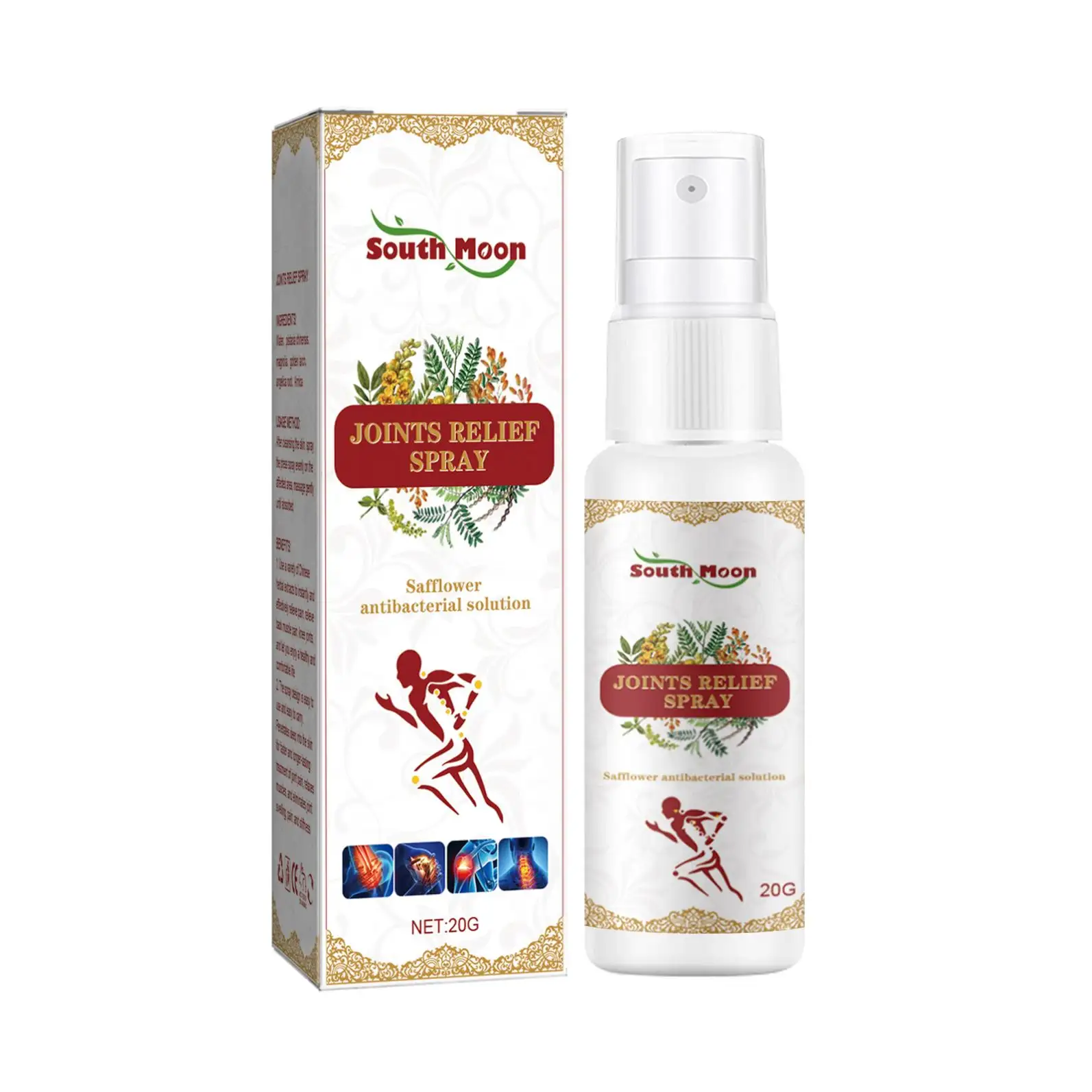 South Moon 20g Suprimentos Cuidados de Saúde Herbal Névoa Alívio Da Dor Herbal Spray Articulações Pé Costas Mão Alívio Da Dor Spray