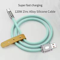 Câble de charge super rapide 120W, alliage de zinc métallique, silicone liquide, micro USB, type C, chargeur de données, câble USB