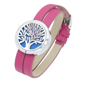 High Quality <b>Leather</b> Band Watch Stainless Steel Diffuser Locket Charm Women Aromatherapy <b>Bracelet</b> - Product Image 2