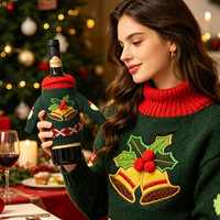Housse de bouteille de vin rouge en tricot de style euro-américain pour Noël, en tissu décoratif, idéale pour les fêtes