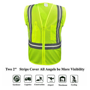 Nouveaux gilets de sécurité haute visibilité en maille respirante pour le travail en extérieur, la construction, réfléchissants, jaunes fluorescents - Product Image 4