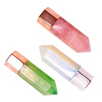 Mini bouteille de parfum en cristaux de pierres précieuses, bouteille avec boule à rouler, huile essentielle de Quartz Rose