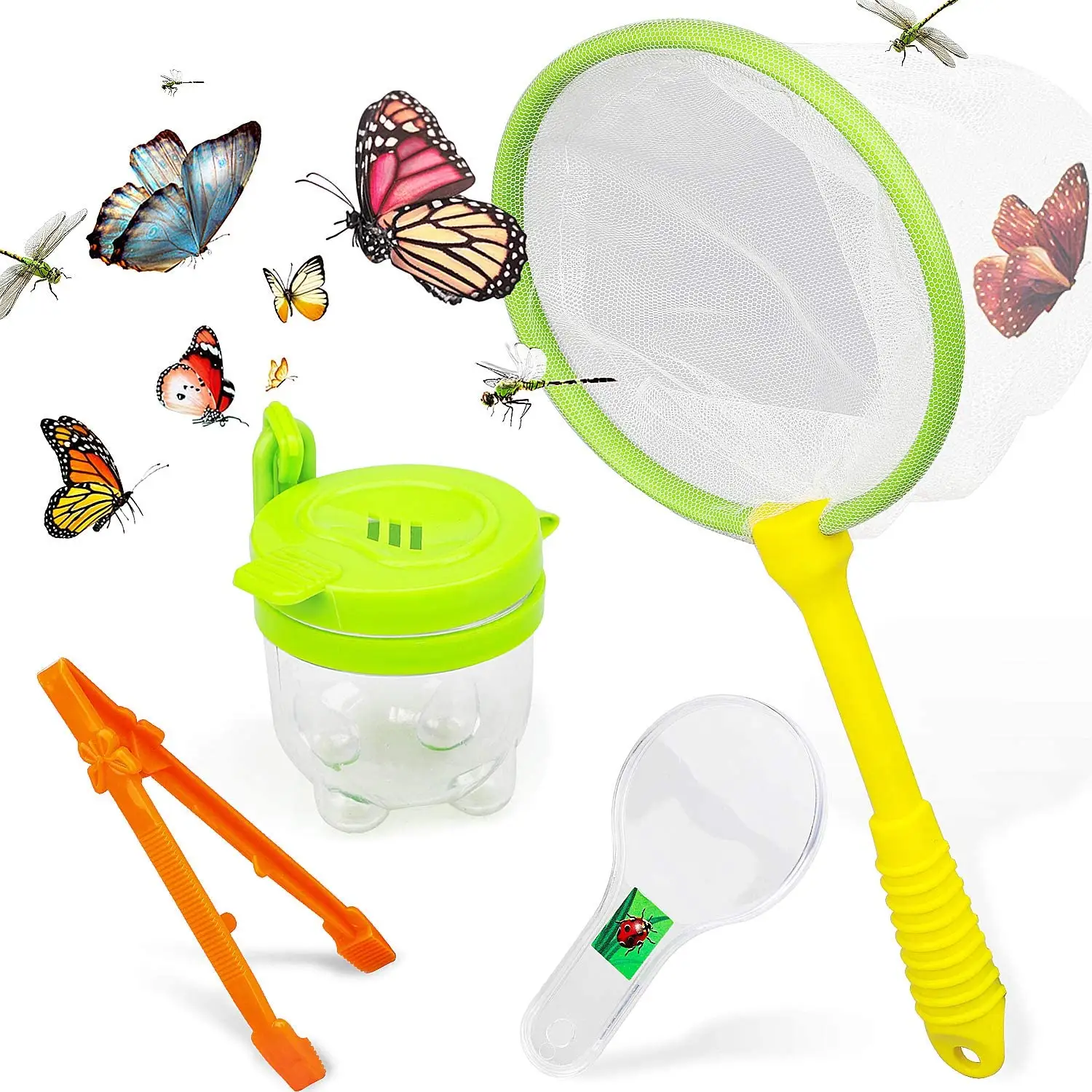 Bug Catcher Kit for Kids Includes Butterfly Net, Bug Observation Capsule and Magnifying Glass | Science Toy for Boys and Girls