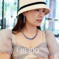Ensemble de collier, bracelet et boucles d'oreilles en zircon rouge et bleu de luxe pour femmes, bijoux élégants en cristal pour mariage, soirée, robe de soirée