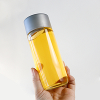 Bouteille en verre transparente cylindrique vide avec bouchon en plastique, étiquette personnalisée, 250 ml, 350 ml, 500 ml, 1000 ml, contenant d'emballage pour boissons