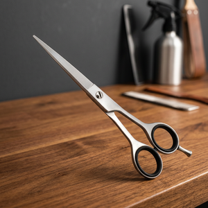 Ciseaux de barbier professionnels Maclura en acier inoxydable, manche texturé, pour coiffure et effilage - Product Image 3