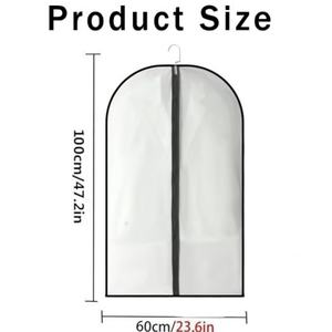 Housse de costume en PEVA avec logo personnalisé, sac à vêtements zippé anti-poussière pour manteau suspendu, housse de protection tendance pour vêtements domestiques - Product Image 2