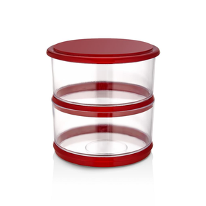 Récipient de rangement double rond en cristal Organisateur d'aliments transparent en plastique sans BPA - Product Image 1