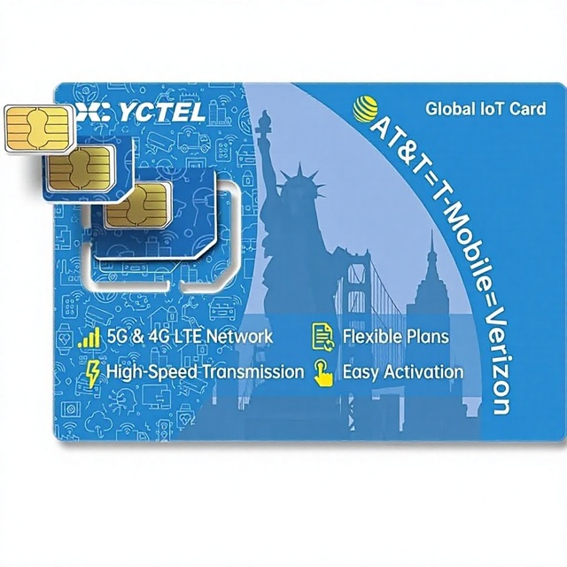 YCTEL Data SIM Card 500MB Trial 5G/4G LTE for Security Hunting & Solar Cameras Car Play IoT | USA Coverage | China Origin