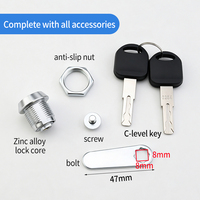 Serrure à came en alliage de zinc 16mm 20mm, cylindre haute sécurité antivol, finition polie, serrure à clé pour armoire et boîte aux lettres