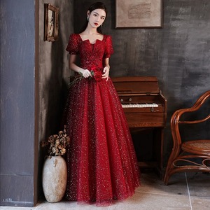 Red Evening Gown Women Sweetheart Neckline Natural Waist Glitter A Line For Coming Of Age Ceremony - Product Image 4