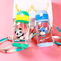 Offre Spéciale 550ml enfants enfants bouteille d'eau pour l'école de voyage en plein air mignon dessin animé Animal bébé avec bandoulière