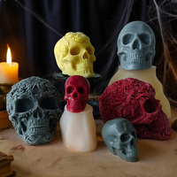J10-208 Halloween crâne aromathérapie bougie moule bricolage Rose fleur crâne Silicone moules pour savon et gâteau goutte à goutte colle inclus