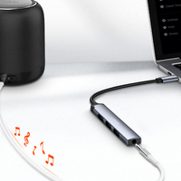 LDNIO DS-104C 4 in 1 Hub Tipe C ke USB yang Dapat Disesuaikan, Hub Audio 3.5mm, Docking Station