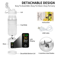 Draagbare blender met hoge snelheidsmotor en roestvrijstalen messen voor smoothies, eiwitdranken, reizen en een fitnesslevenstijl