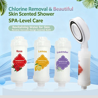 Filter Shower Head Pemurni Air Ozon Vitamin C Aroma Mawar/Lavender Penghilang Klorin 2-Tahap Plastik Manual 100 GPD Rumah Tangga