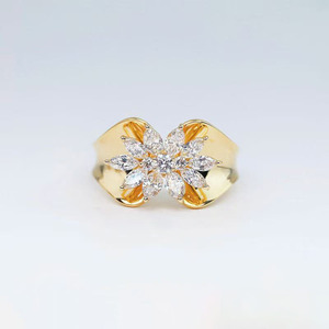<span class=keywords><strong>Bague</strong></span> en or jaune 18 carats avec diamant de laboratoire, motif floral, style rêveur, luxe léger, pour femme - Product Image 1