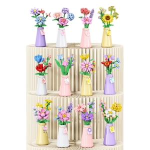 W1007 Flower Vase Sunflower Rose Jasmine Lily Tulip Flower Creative Building <strong>Block</strong> Plastic Toy Gift for Girls Boys Kids - Product Image 1