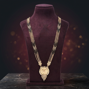 Traditional Indian Designs Mangalsutra, Gold Pendant Mangalsutra, Indian Wedding Mangalsutra, <b>Black</b> Beads For Gold Mangalsutra. - Product Image 2