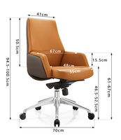 Chaise de direction contemporaine Zitai, chaise de bureau à domicile, réglable, en cuir confortable, luxe, marron, dossier moyen, chaise de conférence en cuir PU