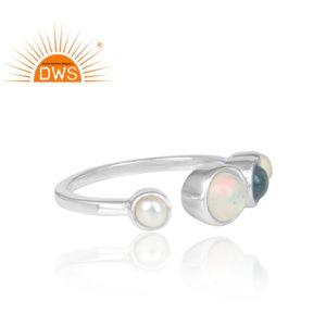 Attractive Multi Gemstone <b>Ring</b> For Ladies Wholesale Designer 925 Fine <b>Silver</b> Open Band <b>Ring</b> Jewelry Supplier - Product Image 3