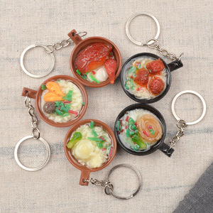 Modelo de juguete de comida en miniatura de arroz en olla de barro simulado (estilo cantonés), colgante de llavero con forma de snack sabroso - Product Image 3