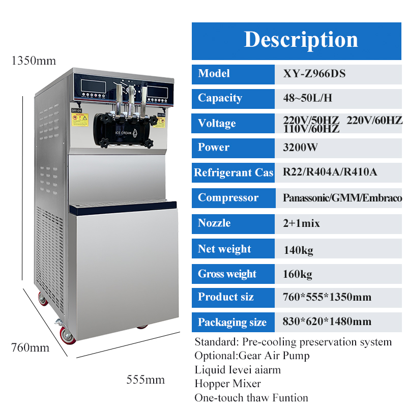 XY-Z966DS Dual System Soft Ice Cream Machine by Shineu
