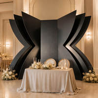 Arche de mariage moderne noire en PVC, pliable, géométrique, pour événements, toile de fond personnalisée, accessoire de scène pliable pour fêtes