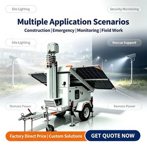 Torre de Luz Solar Móvil Blanca con Mástil Telescópico de 9 Metros, Silicio Monocristalino de Alta Eficiencia, MPPT 40A, 4x100W LED para Jardín y Carretera - Product Image 2