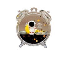 Beliebte niedliche kreative Schwarz gold Astronaut Wecker Schlüssel bund Acryl öl fließende Sand flasche Auto Zubehör Desktop Ornament