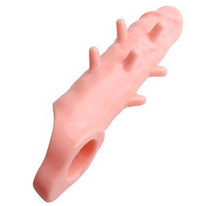 Manchon en silicone pour pénis Particle Wolf Tooth Cover, épaissi et allongé, jouet sexuel pour stimulation adulte, contrôle manuel, caoutchouc souple - Product Image 3