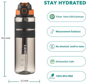 Borraccia Sportiva Personalizzata da <span class=keywords><strong>Palestra</strong></span> in Plastica Tritan Trasparente da 1 Litro (32oz), Senza BPA, a Prova di Perdite e con Cannuccia - Product Image 2