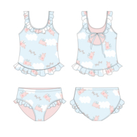Maillots de bain pour enfants en tissus recyclables personnalisés Petite fille pour bébé Maillot de bain Vêtements de bain Filles Bikini