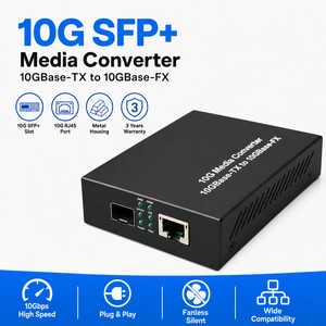 Convertisseur de média multi-réaux 10G avec <span class=keywords><strong>prise</strong></span> SFP et port <span class=keywords><strong>RJ45</strong></span>, boîtier métallique, convertisseur de média réseau <span class=keywords><strong>fibre</strong></span> optique, compatible OEM - Product Image 1