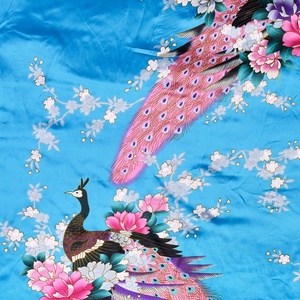 カスタムストレッチサテン100%ポリエステルしわになりにくい光沢のあるツイストフローラルプリント生地、女の子のブライダルローブ衣類用 - Product Image 3