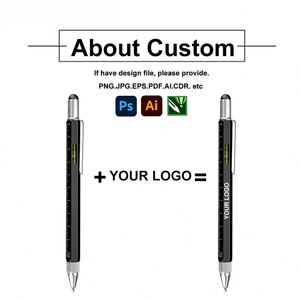 Multifunctional 6 in 1 Custom logo Color Metal Ballpoint <b>Pens</b> Engineering <b>Pen</b> with Cm/inch Scale and Water Level Function - Product Image 2
