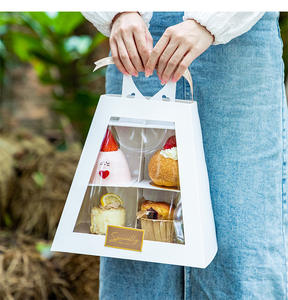 Soporte de exhibición de magdalenas personalizado, <span class=keywords><strong>torre</strong></span> de papel para pastel con ventana, decoración para fiesta de cumpleaños y boda, 2/3 niveles - Product Image 3