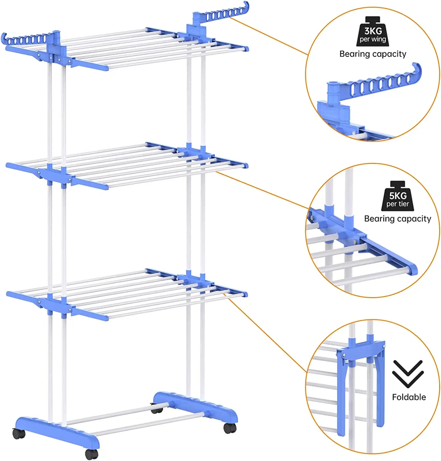 Rack de secagem multicamada de aço inoxidável, venda quente