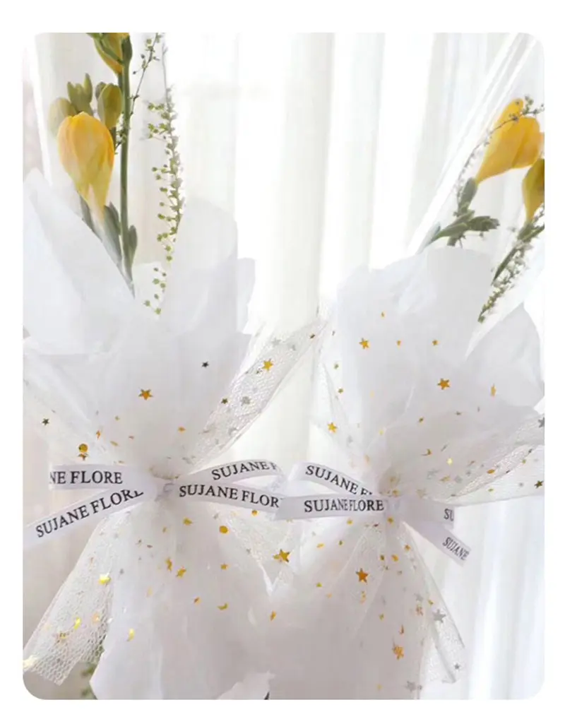 Star Net Flowers Mesh Gauze Mantle Hot Gold Star Sky Gauze Flower Bundle Flower Wrapping Decorative Gift Box Decorative Gauze